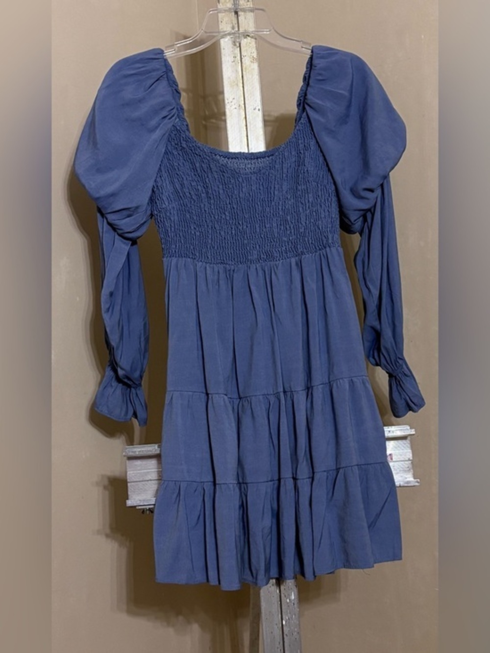 Blue Puff Sleeve Mini Dress Sz S